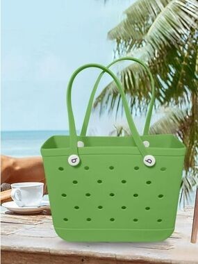 Green Perforated Everyday Tote Bag - Stylish Home Storage